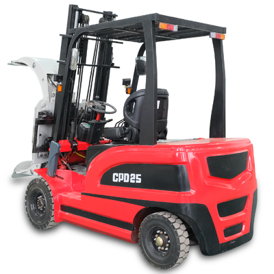 Four Wheel Electric Forklift 2.5 Ton 2500kg with Clamp Attachment Full Electric Big Battery High Efficiency Operation