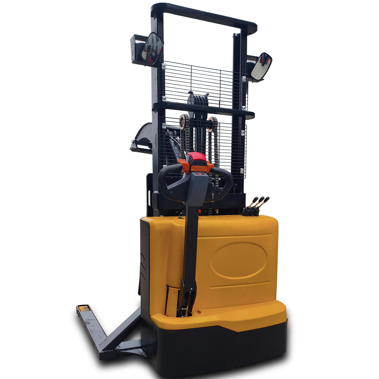Customized 1000kg 2meters full electric walkie stacker with clamp for roll handling and lifting